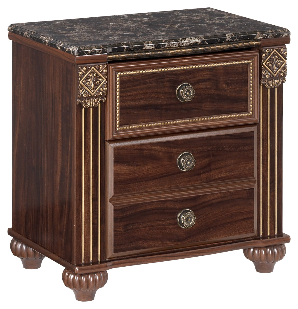 Gabriela B347-92 Dark Reddish Brown Two Drawer Night Stand