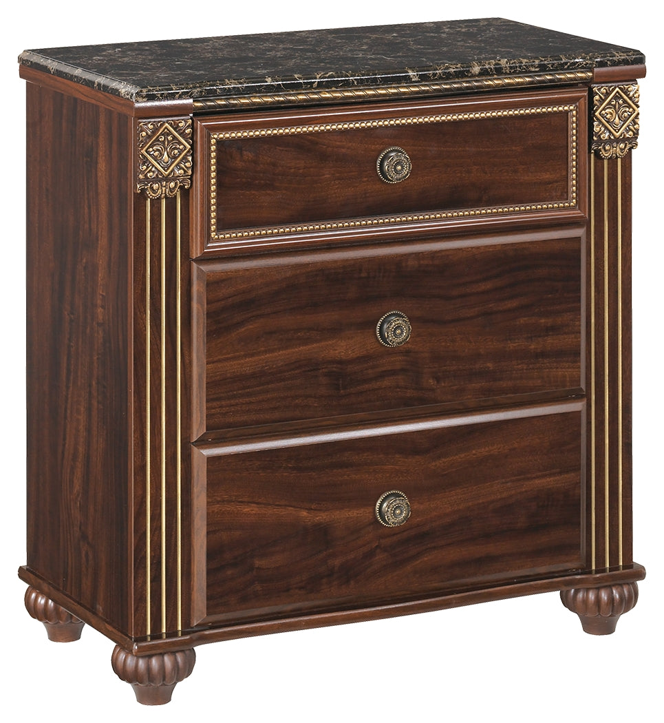 Gabriela B347-93 Dark Reddish Brown Three Drawer Night Stand