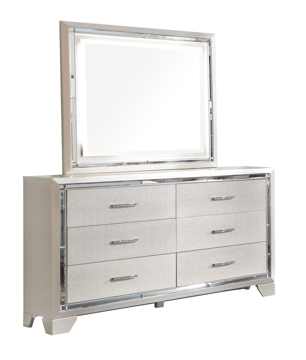 Lonnix B410B1 Silver Finish Dresser and Mirror