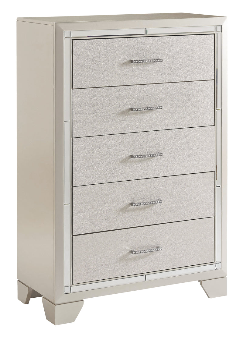 Lonnix B410-45 Silver Finish Five Drawer Chest