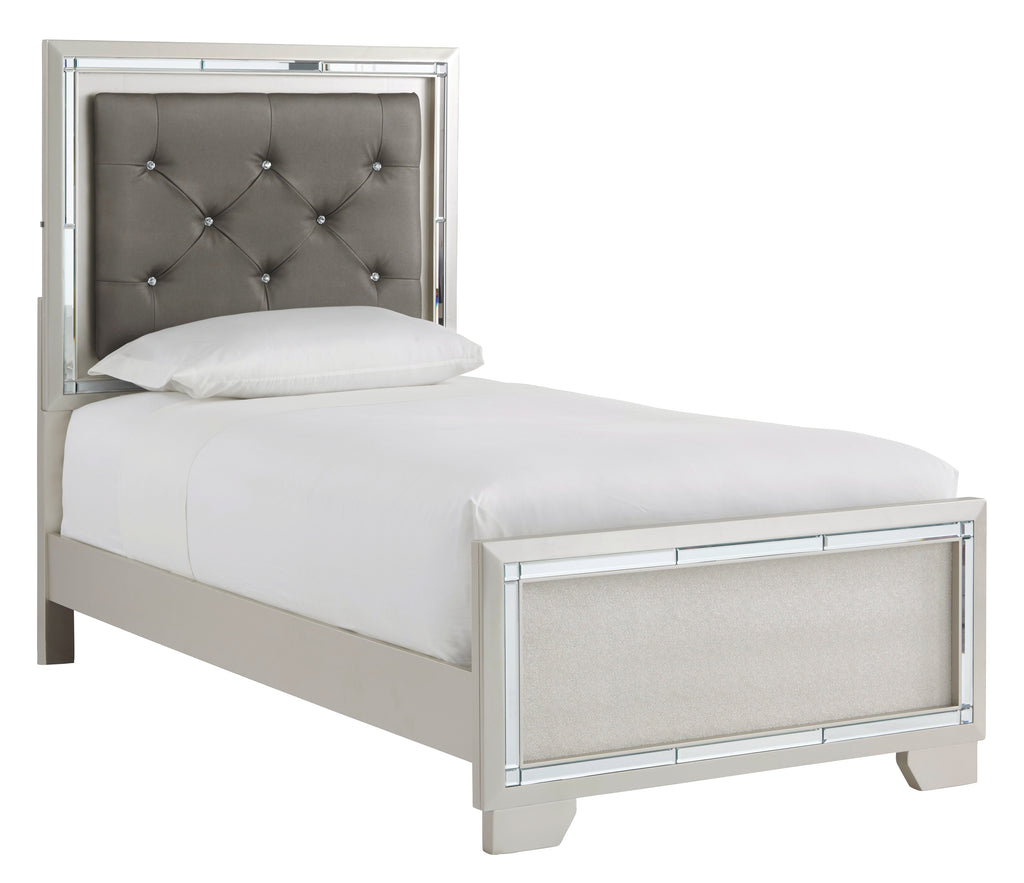 Lonnix B410B2 Silver Finish Twin Panel Bed