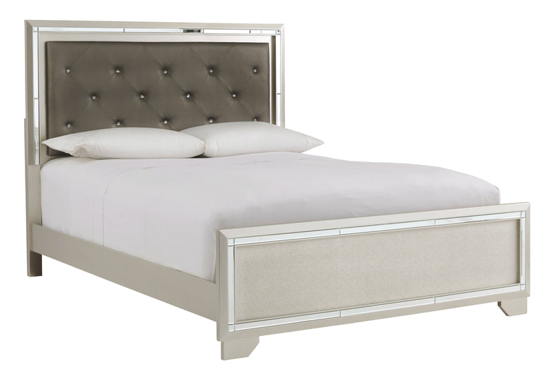 Lonnix B410B4 Silver Finish Queen Panel Bed