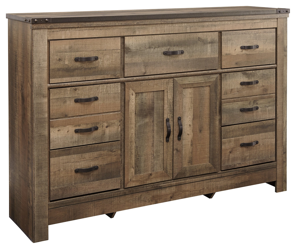 Trinell B446-32 Brown Dresser with Fireplace Option