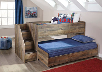 Trinell B446-68B Brown Twin Loft Caster Bed