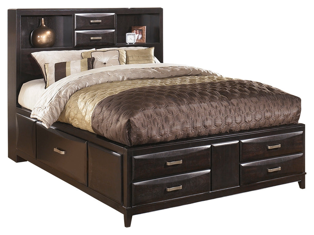 Kira B473B20 Almost Black King Storage Bed with 8 Drawers