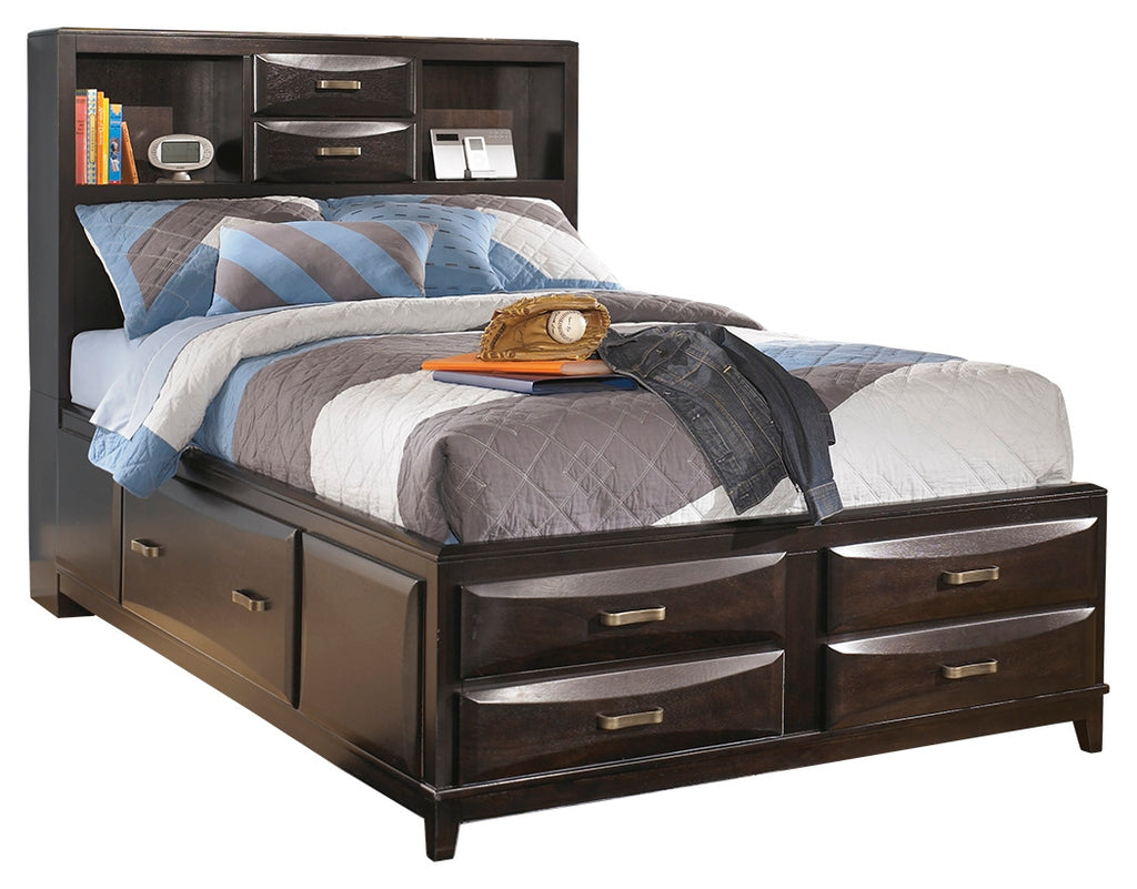 Kira B473YB6 Almost Black Full Storage Bed with 7 Drawers