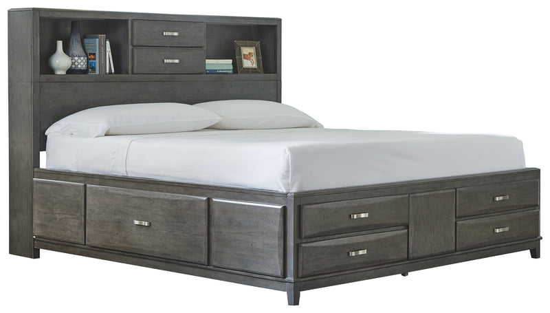 Caitbrook B476B7 Gray California King Storage Bed with 8 Drawers