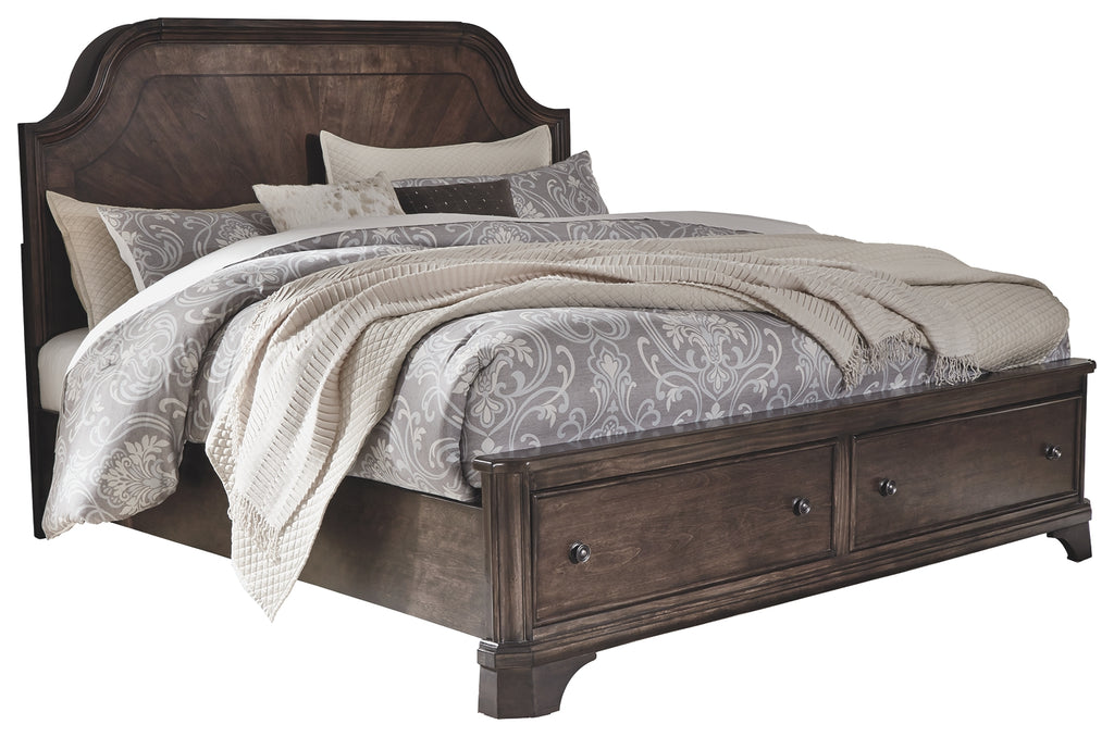 Adinton B517B9 Brown California King Panel Bed with 2 Storage Drawers