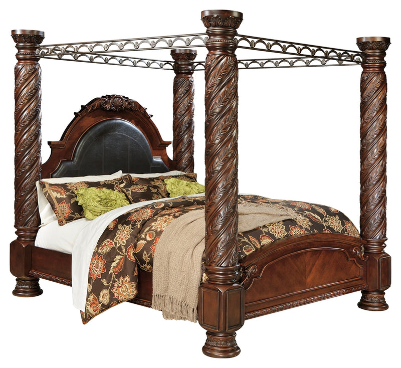 North Shore B553B18 Dark Brown California King Poster Bed with Canopy