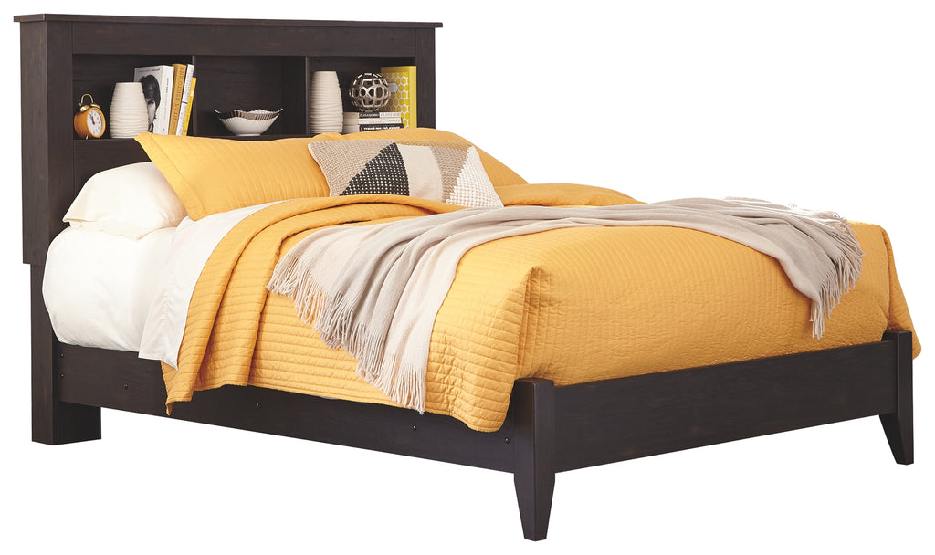 Reylow B555B4 Dark Brown Queen Bookcase Bed