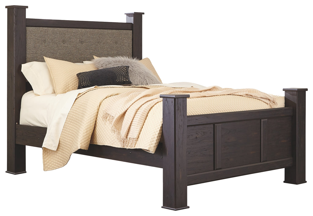 Reylow B555B6 Dark Brown Queen Poster Bed