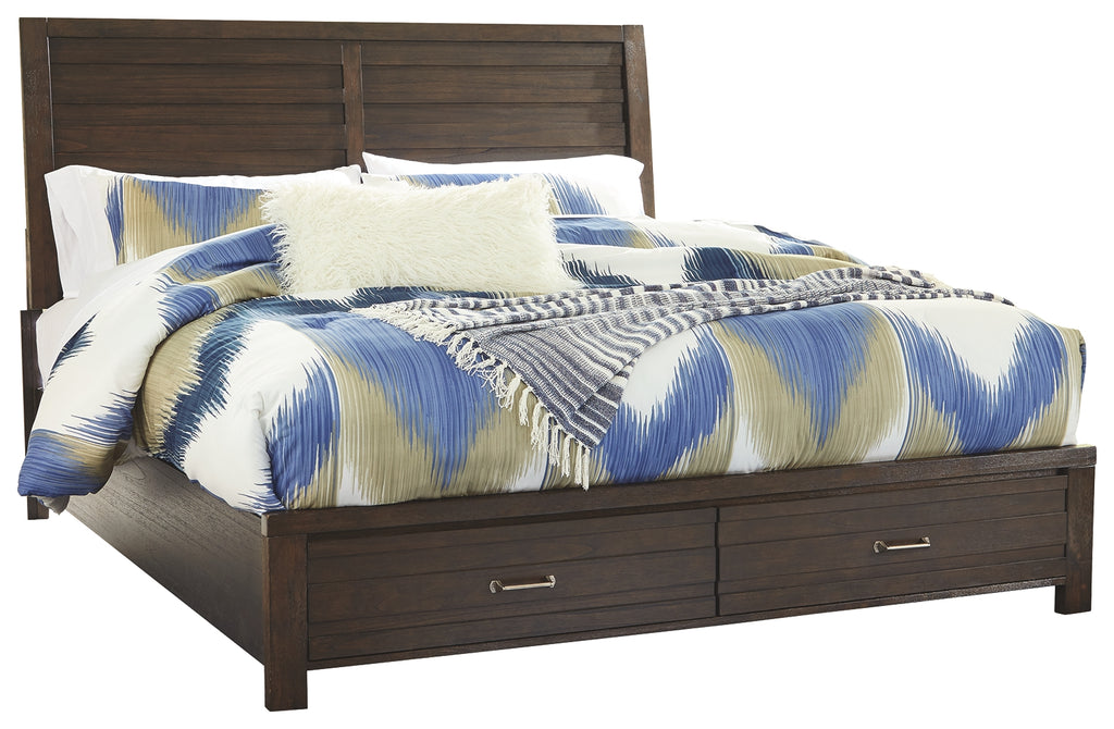 Darbry B574B6 Brown King Panel Bed with 2 Storage Drawers