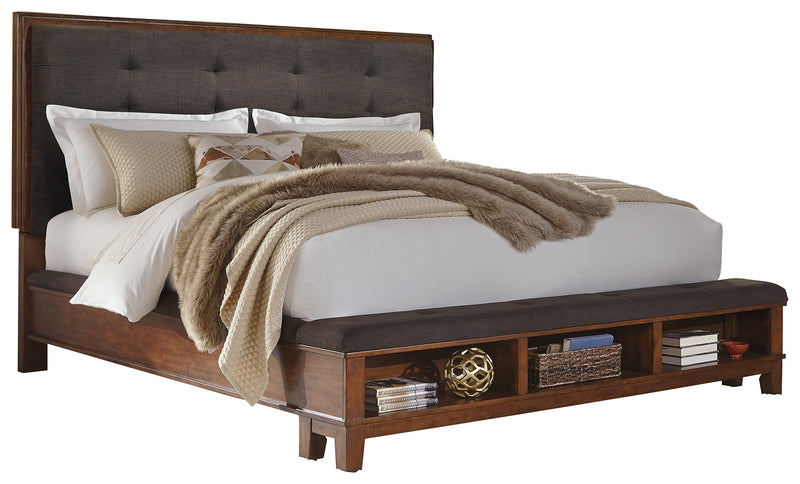 Ralene B594B5 Dark Brown California King Upholstered Panel Bed