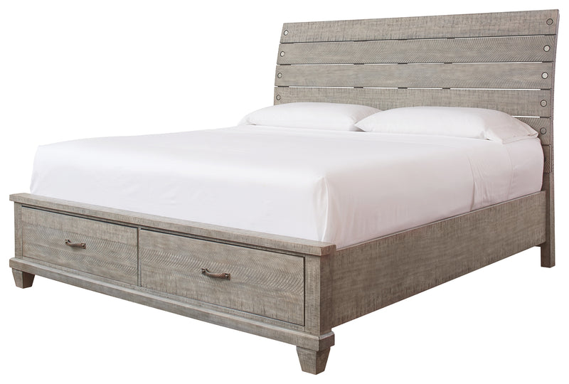 Naydell B639B5 Rustic Gray California King Panel Bed with 2 Storage Drawers