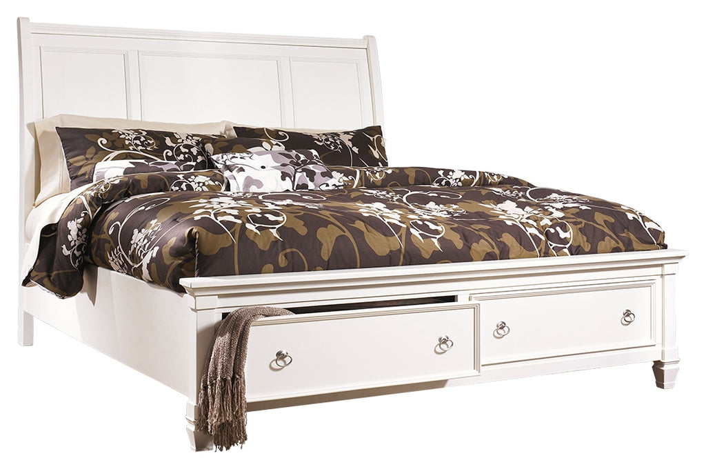 Prentice B672B15 White Queen Sleigh Bed with 2 Storage Drawers