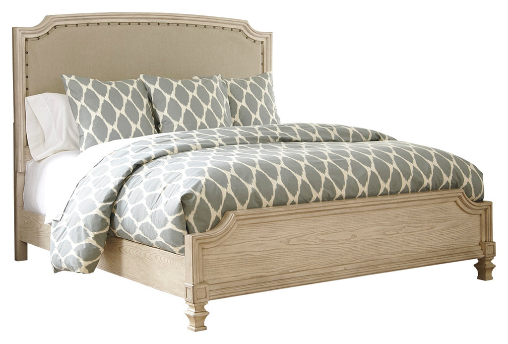 Demarlos B693B3 Parchment White Queen Upholstered Panel Bed