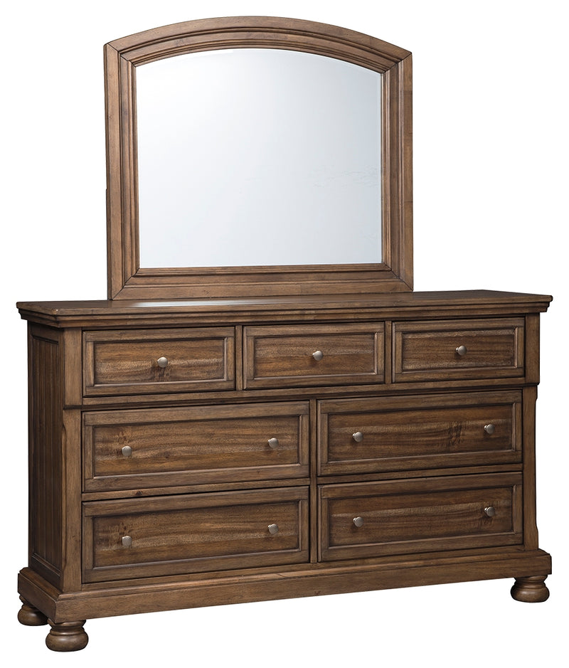 Flynnter B719B1 Medium Brown Dresser and Mirror