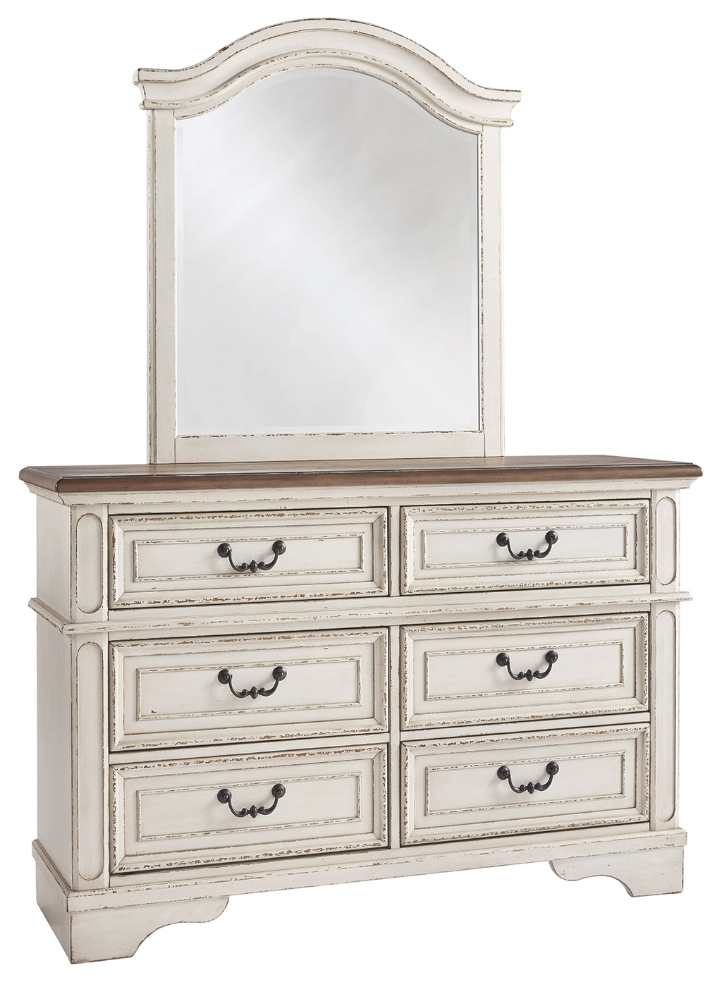 Realyn B743B12 Chipped White Dresser and Mirror
