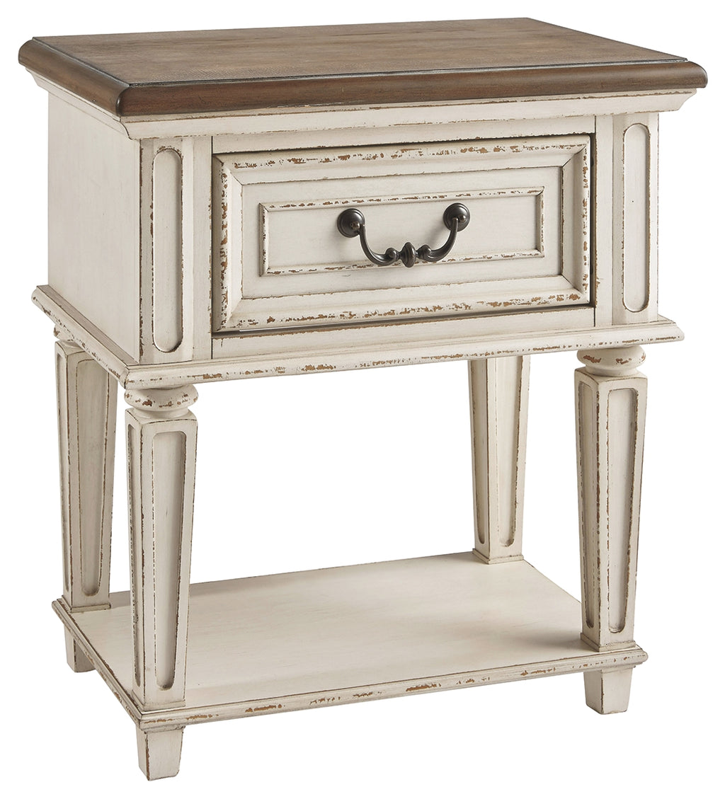 Realyn B743-91 Chipped White One Drawer Night Stand