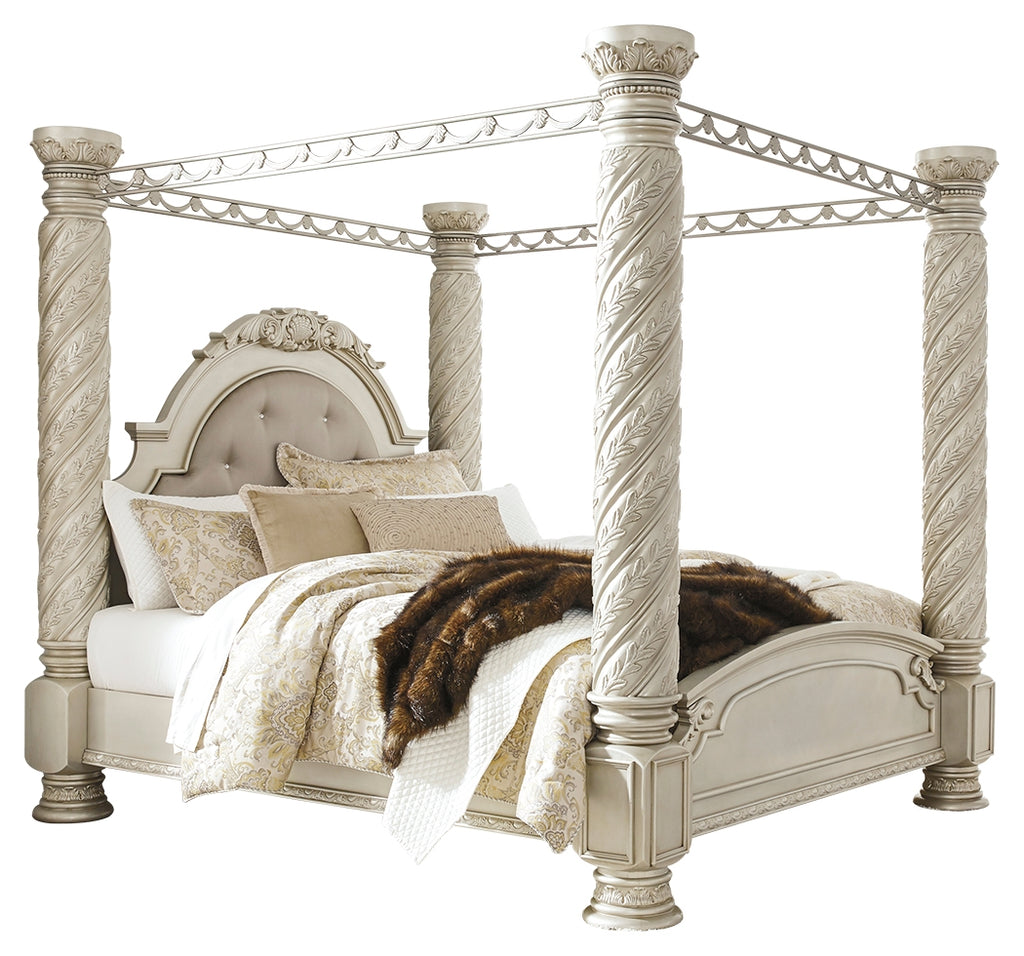 Cassimore B750B12 Pearl Silver California King Poster Bed with Canopy