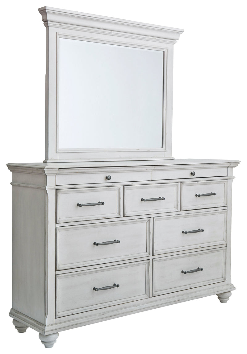 Kanwyn B777B1 Whitewash Dresser and Mirror