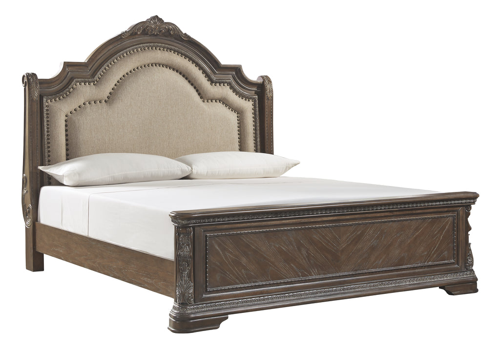 Charmond B803B4 Brown King Upholstered Sleigh Bed
