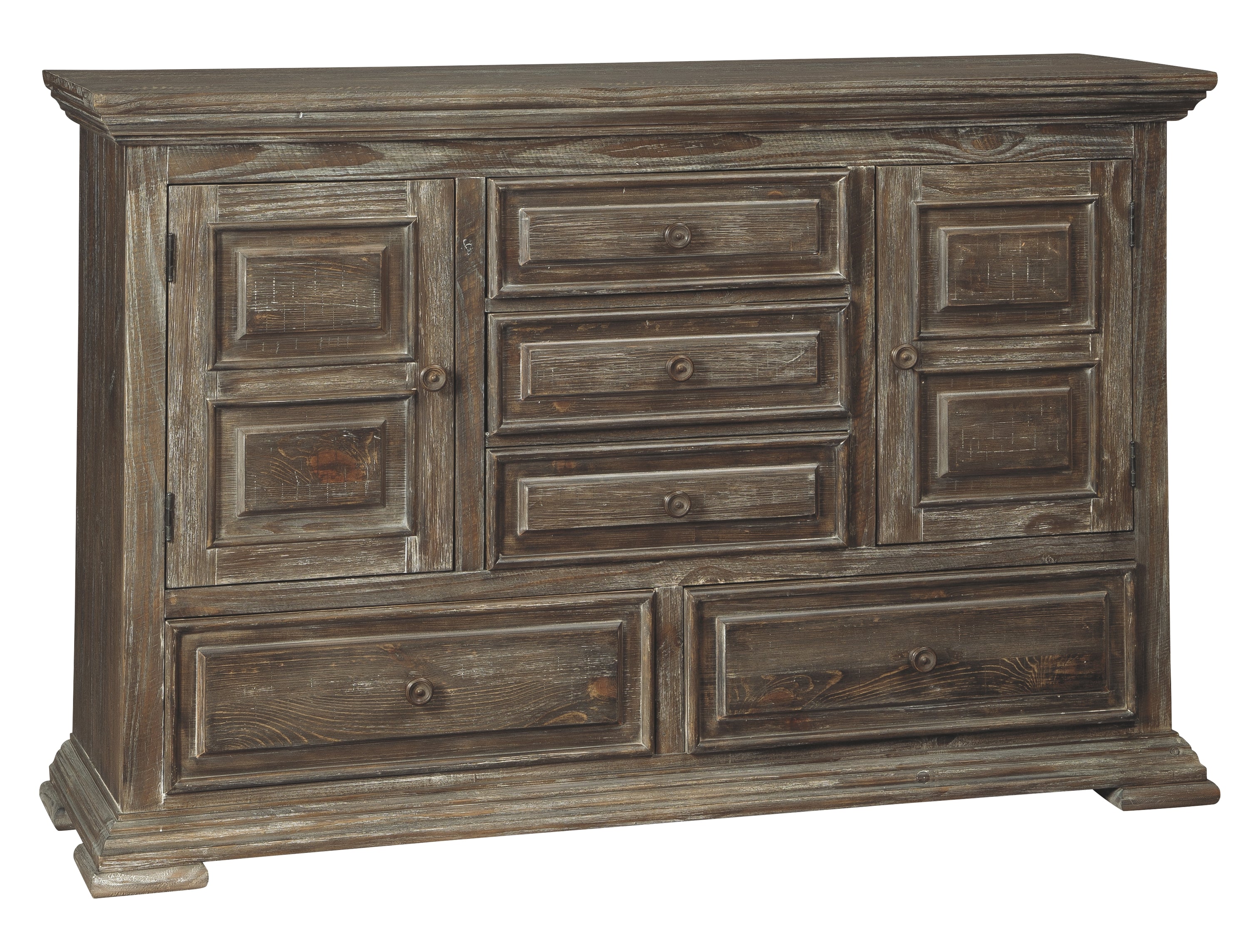 Wyndahl W813-68 Rustic Brown XL TV Stand wFireplace Option