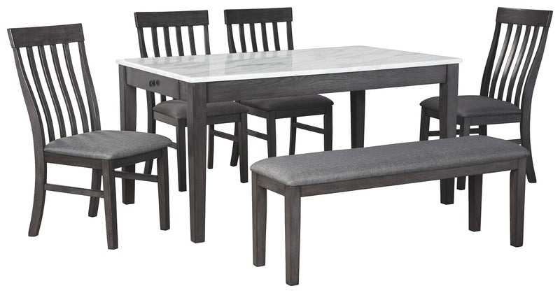 Luvoni D464 White/Dark Charcoal Gray 6-Piece Dining Room Set
