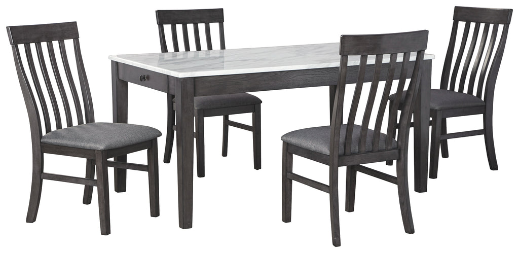 Luvoni D464 White/Dark Charcoal Gray 5-Piece Dining Room Set