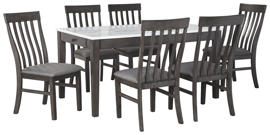 Luvoni D464 White/Dark Charcoal Gray 7-Piece Dining Room Set