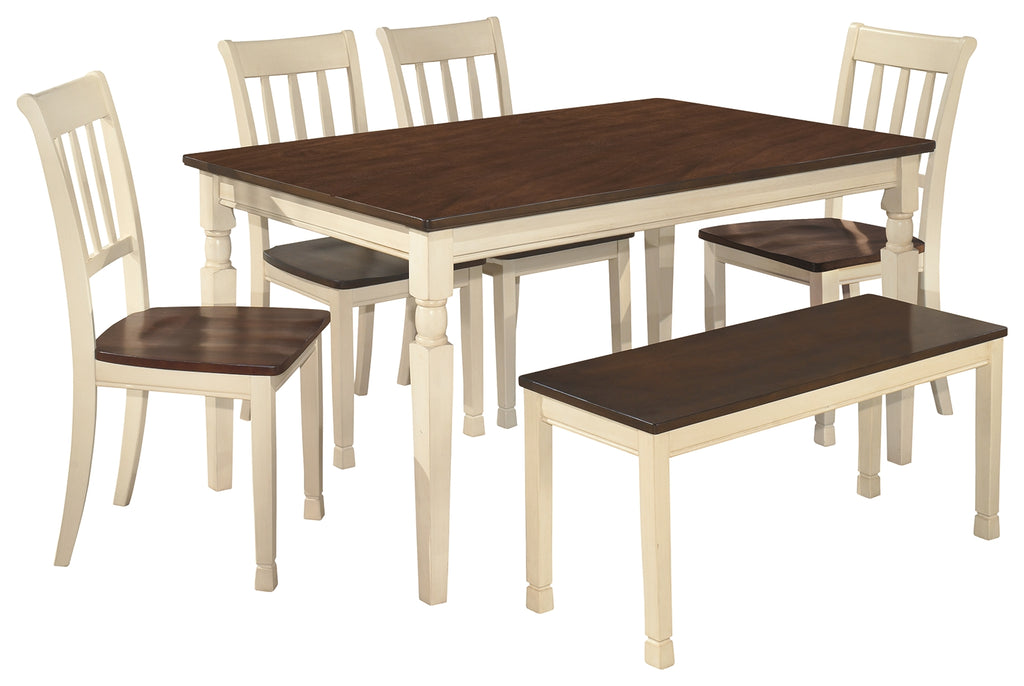 Whitesburg D583 Brown/Cottage White Dining Room Table 6-Piece Dining Room Set