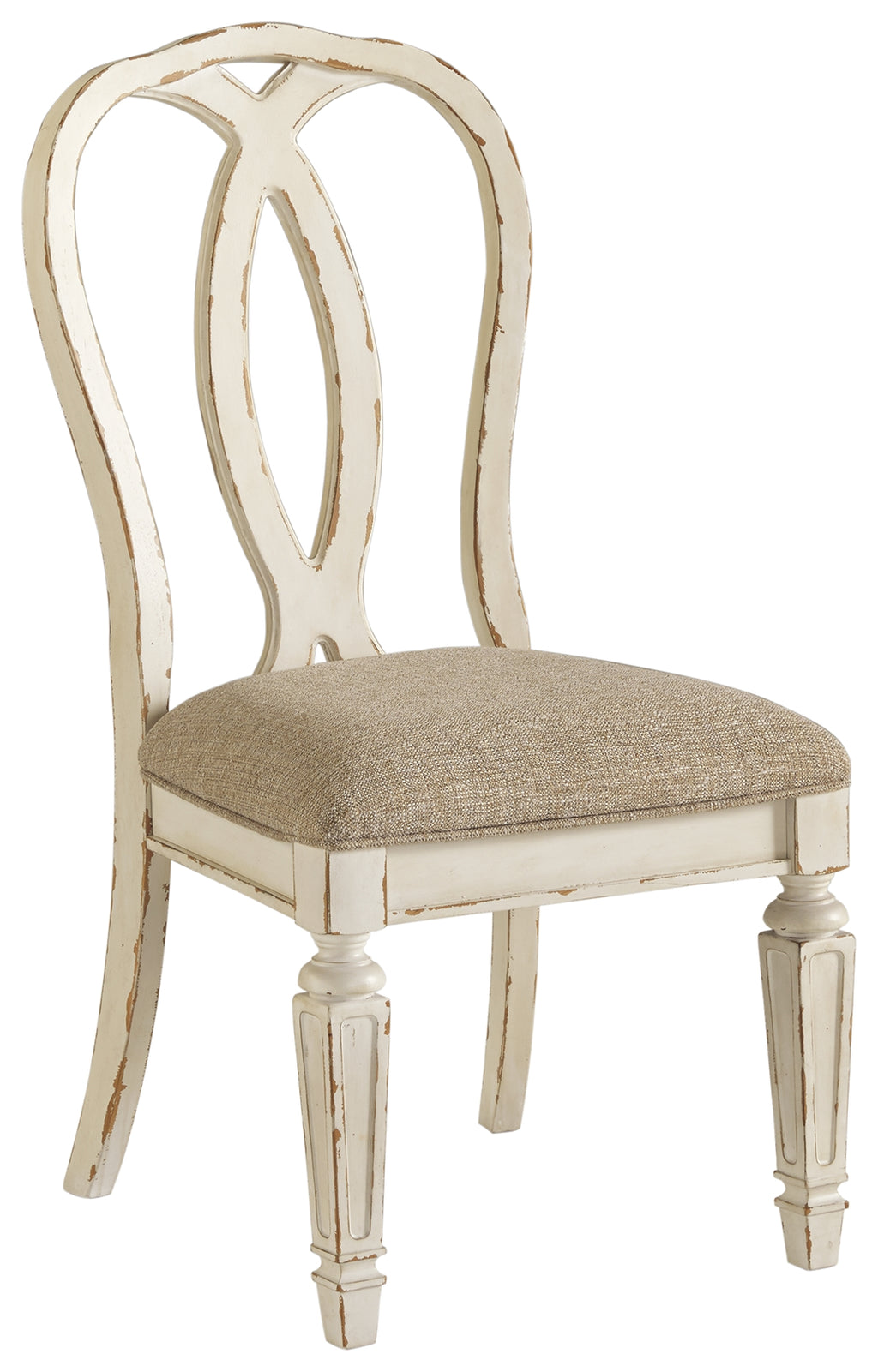Realyn D743-02 Chipped White Dining UPH Side Chair 2CN