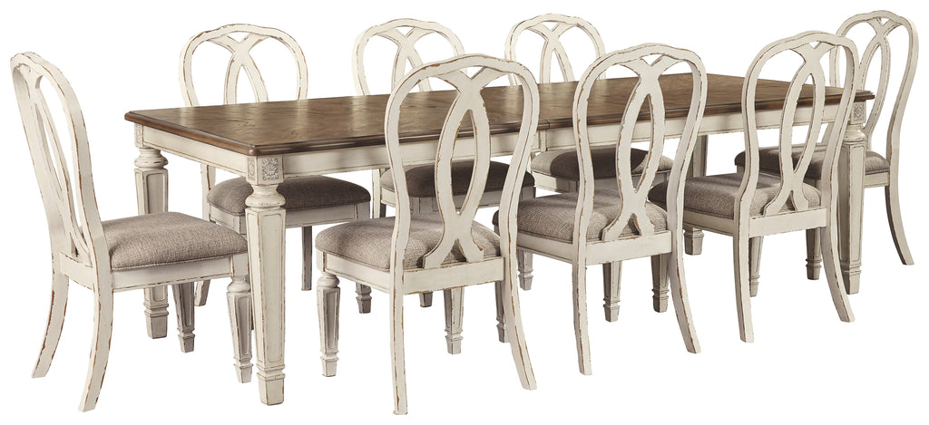 Realyn D743 Chipped White 9-Piece Dining Room Set