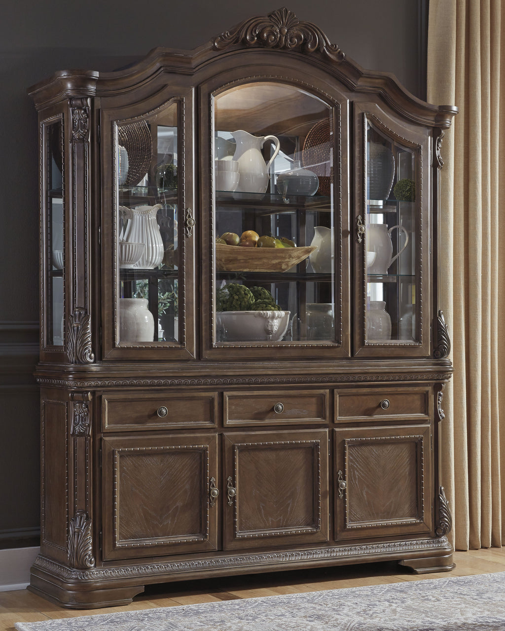 Charmond D803D5 Brown Dining Room Buffet and China