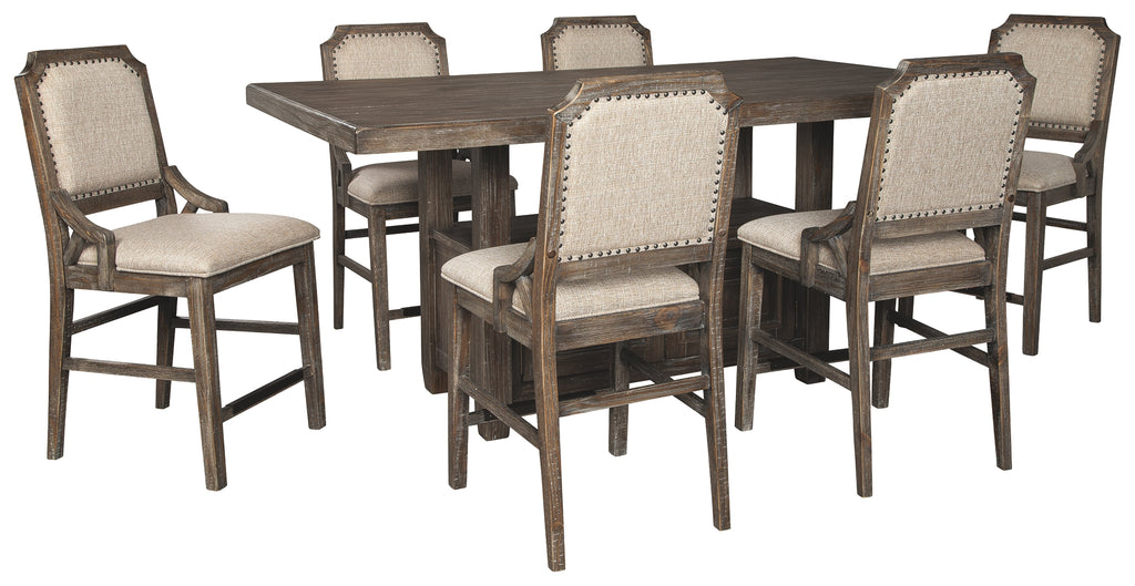 Wyndahl D813 Rustic Brown Counter Height 7-Piece Dining Room Set