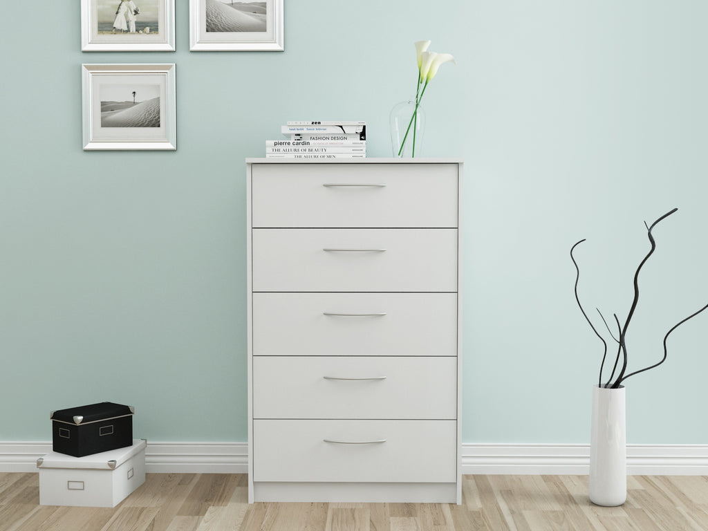 Finch EB108735A White Five Drawer Chest
