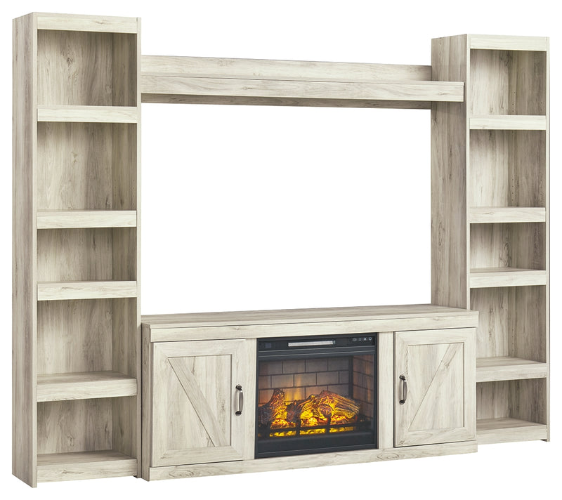 Bellaby EW0331W3 Whitewash 4-Piece Entertainment Center with Electric Fireplace