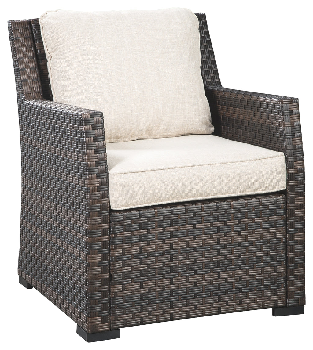 Easy Isle P455-820 Dark BrownBeige Lounge Chair wCushion 1CN