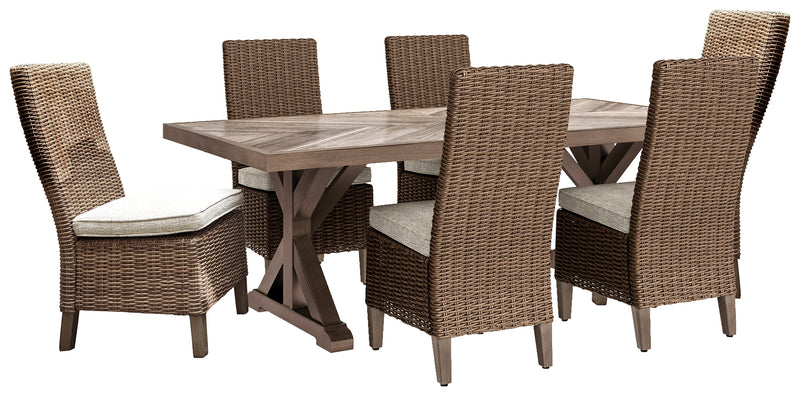 Beachcroft P791 Beige Dining Table 7-Piece Outdoor Dining Set