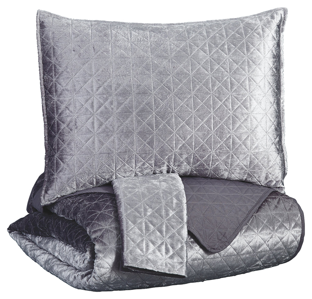 Maryam Q350003Q Gray Queen Coverlet Set