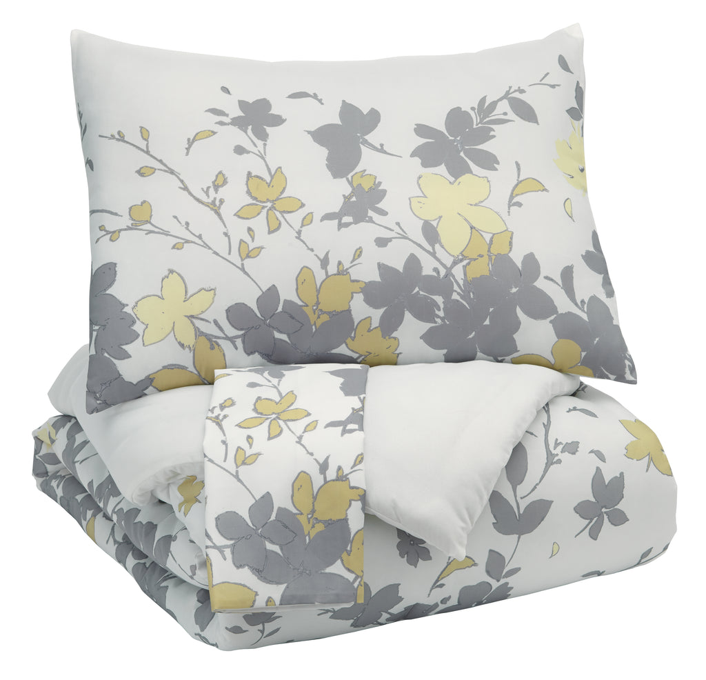 Maureen Q388003Q GrayYellow Queen Comforter Set