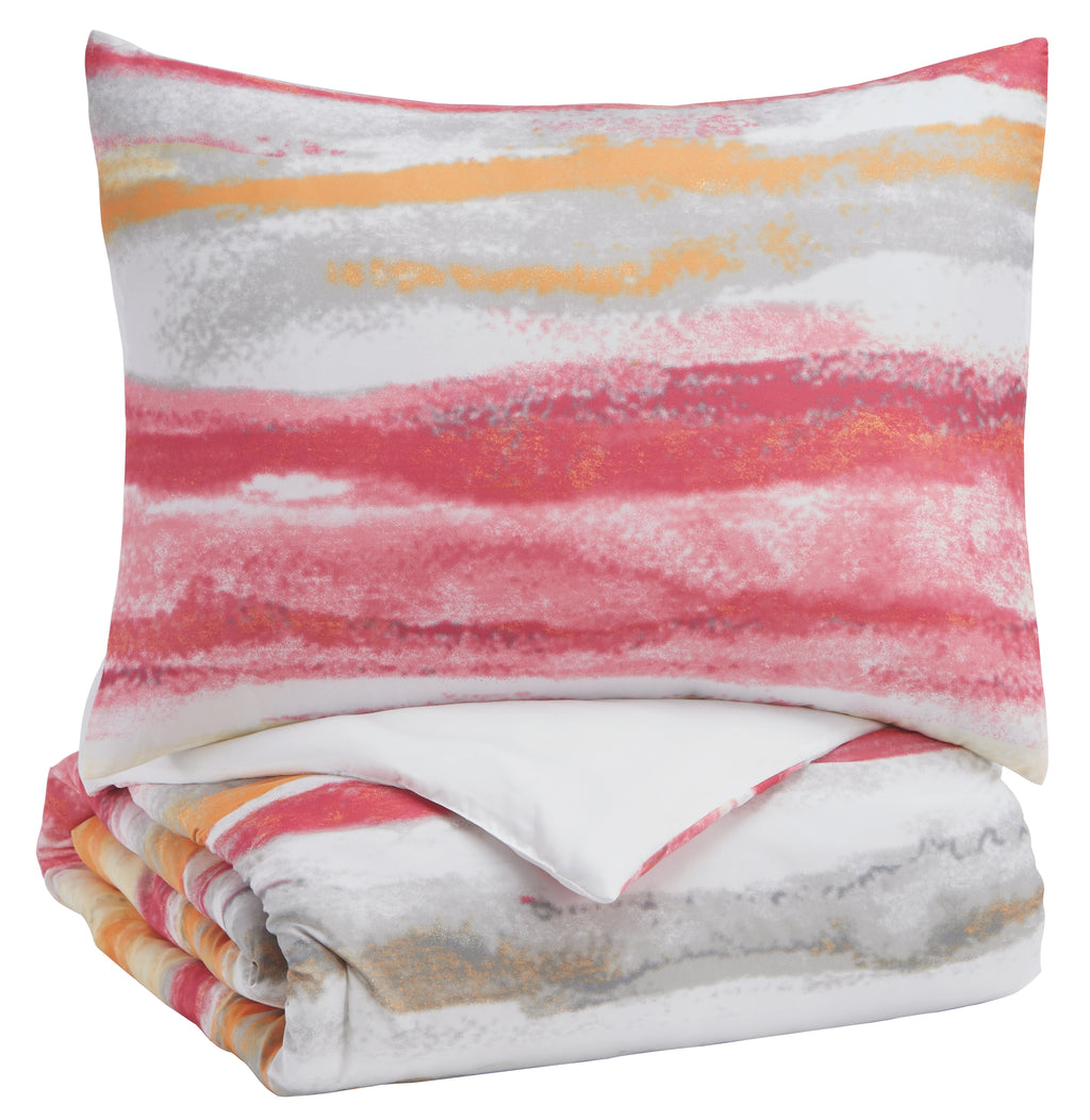 Tammy Q427001T PinkOrange Twin Comforter Set
