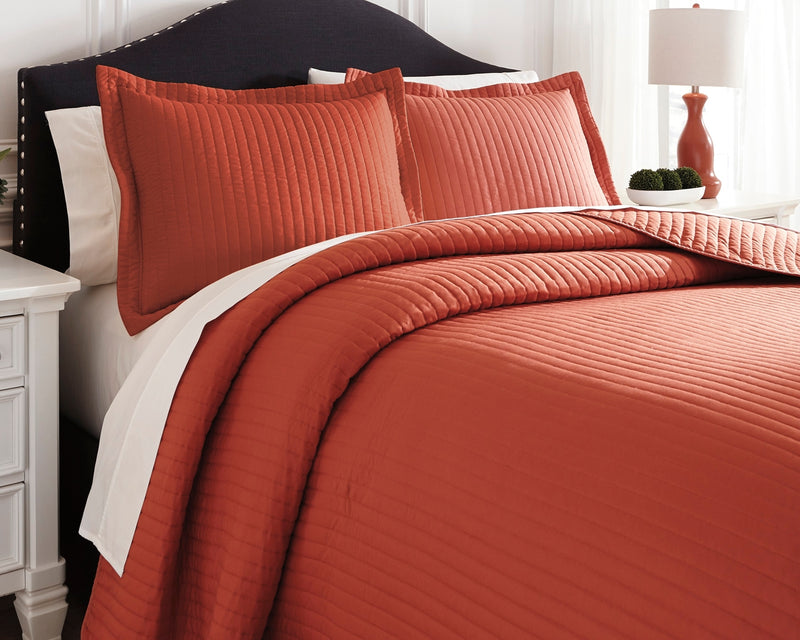 Raleda Q496003K Orange King Coverlet Set