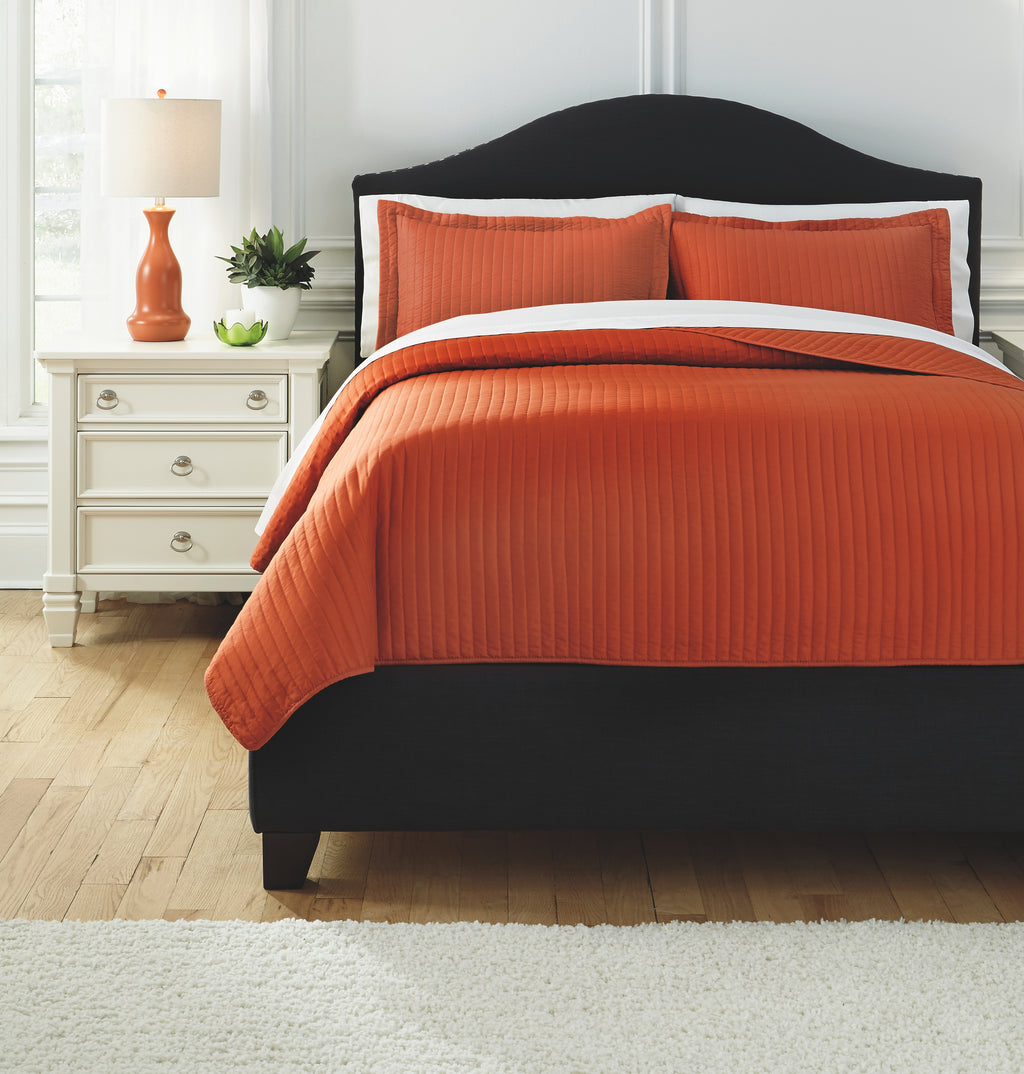 Raleda Q496003Q Orange Queen Coverlet Set