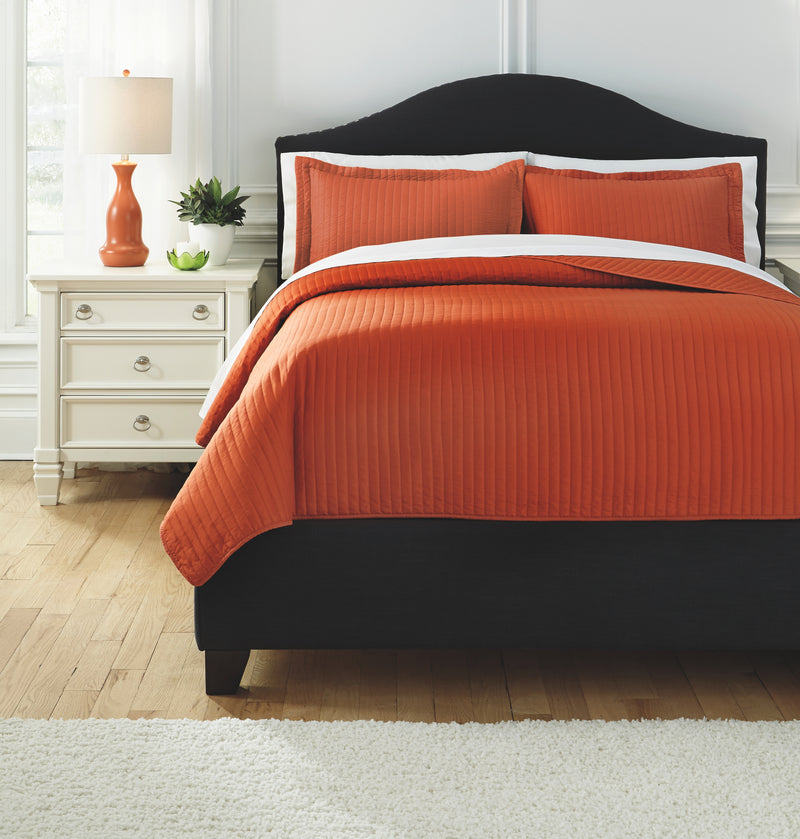 Raleda Q496003Q Orange Queen Coverlet Set