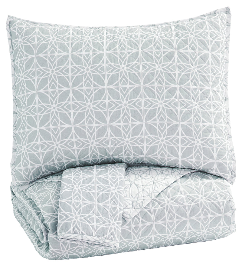 Mayda Q791003Q GrayWhite Queen Quilt Set