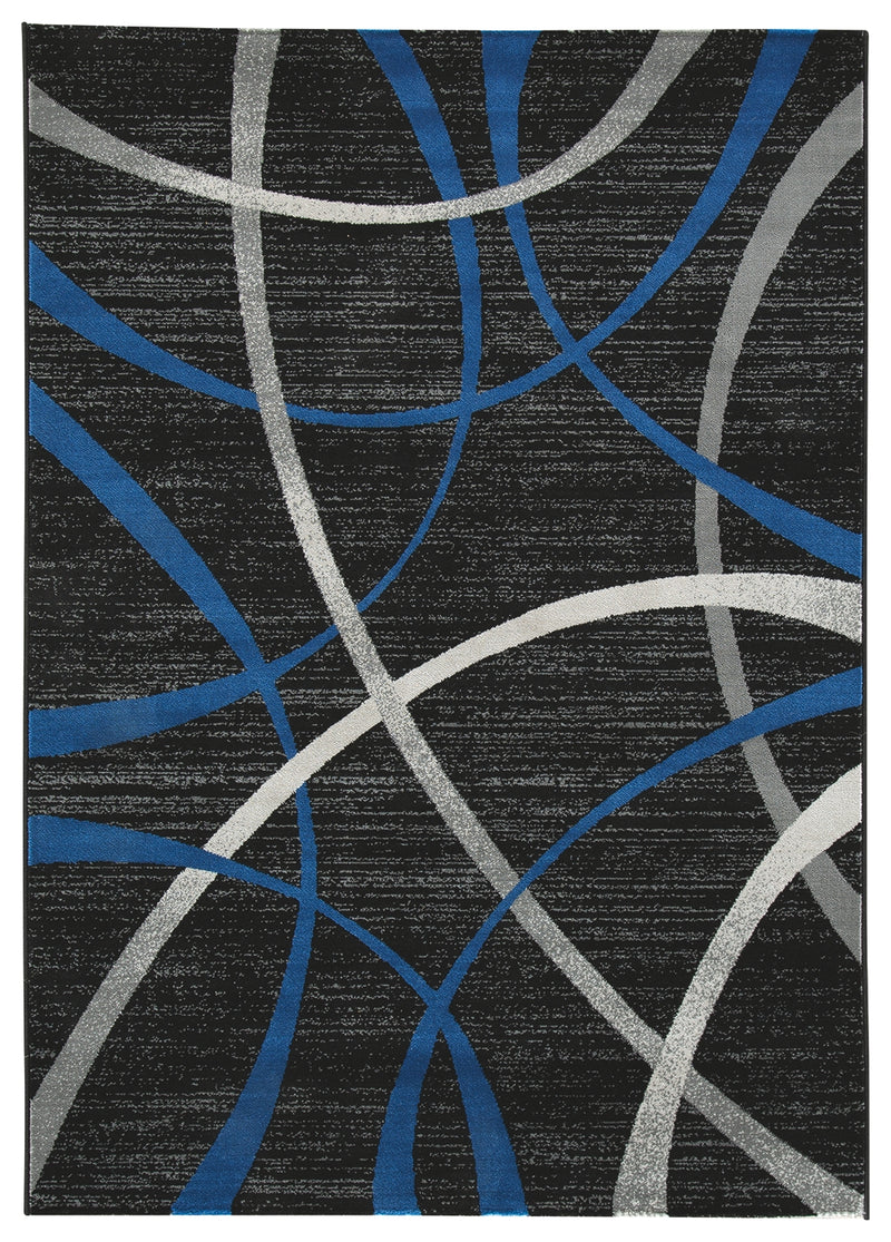 Jenue R403591 BlackGrayBlue Large Rug