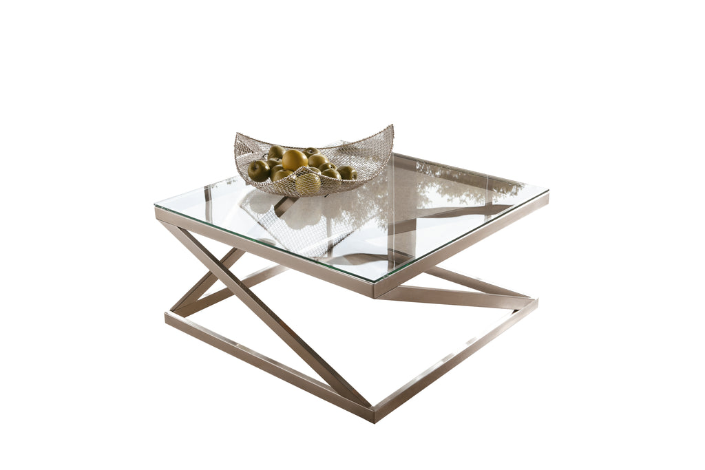 Coylin T136-8 Brushed Nickel Finish Square Cocktail Table