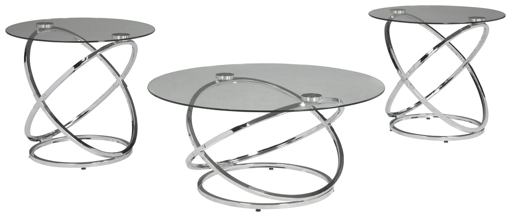Hollynyx T270-13 Chrome Finish Occasional Table Set 3CN