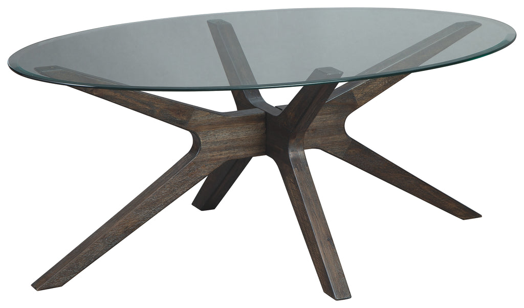 Zannory T348-0 Grayish Brown Oval Cocktail Table